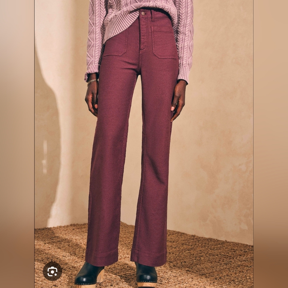 Faherty Wide-Leg Pants in Dusty Plum